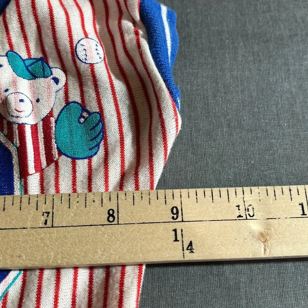 Vintage Health-Tex Romper‎ Baby Size 6 Months Red Striped Short Sleeves USA